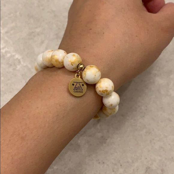 14kt gf White jade plated with‎ gold bracelet - Picture 3 of 8